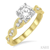 1/4 Ctw Diamond Semi-Mount Engagement Ring in 14K Yellow and White Gold