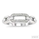 Silver Paper Clip Diamond Fashion Ring