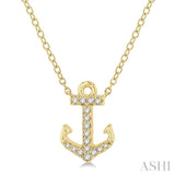 1/10 Ctw Anchor Round Cut Diamond Petite Fashion Pendant With Chain in 10K Yellow Gold