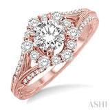 1 Ctw Diamond Engagement Ring with 5/8 Ct Round Cut Center Stone in 14K Rose Gold