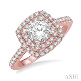 1/2 Ctw Diamond Engagement Ring with 1/4 Ct Round Cut Center Stone in 14K Rose and White Gold