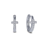 Pave Cross Huggie Earrings