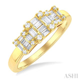 1/2 ctw Past, Present & Future Baguette and Round Cut Diamond Fusion Fashion Ring in 14K Yellow Gold
