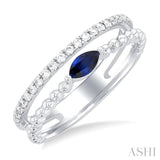 Bead Marquise Shape Gemstone & Diamond Ring