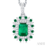 Gemstone & Halo Diamond Pendant