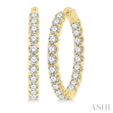 8 Ctw Round Cut Diamond In-Out Hoop Earring in 14K Yellow Gold