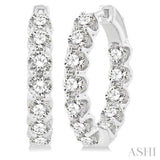 5 ctw Interior and Exterior Embellishment Round Cut Diamond Fashion Hoop Earring in 14K White Gold