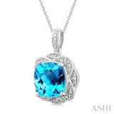 Silver Gemstone & Diamond Pendant