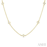 1 Ctw Princess Cut Diamond Fashion Necklace in 14K Yellow Gold