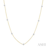 1/3 Ctw Round Cut Diamond Station Necklace in 14K Yellow and White Gold