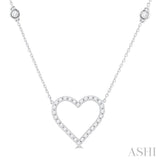 1/2 ctw Heart Pendant Round Cut Diamond Fashion Station Necklace in 10K White Gold