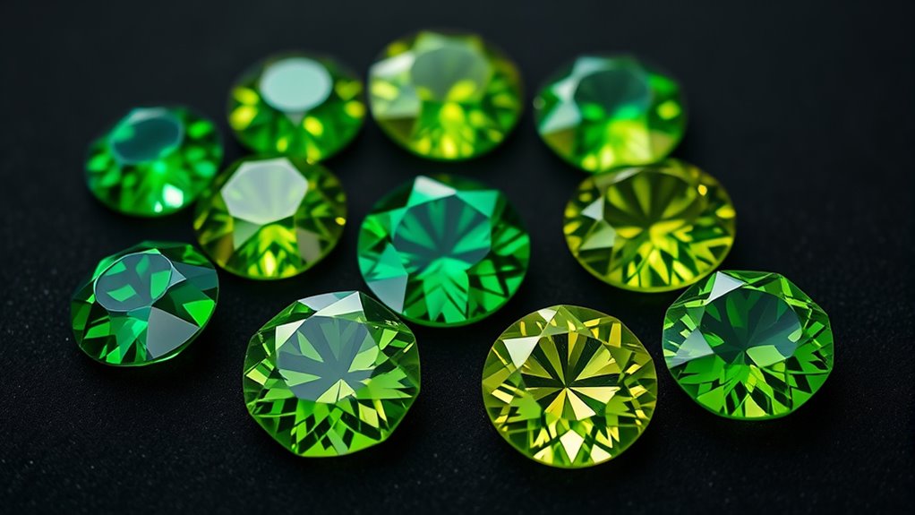 beautiful green gemstones collection